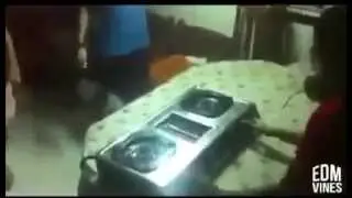 Dj mixing with Gas stove!! Funny Video!!