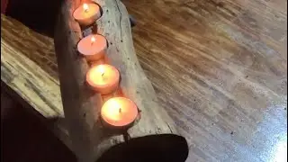 Round log candle holder