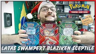 5º Pokémon TCG Unbox: Latas EX Lendas de Hoenn Blaziken Sceptile Swampert