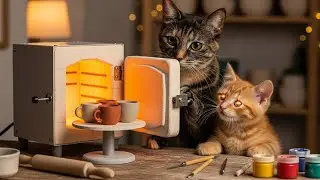 Ginger Cat Mama & Cute Kitten &ndash; Mini Cup Mishap Turns into Magic