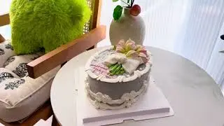 Elegance in Every Bloom: Crafting a Timeless Floral Cake！ #cake #organic 