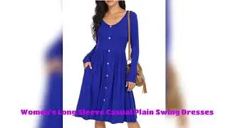 Women's Long Sleeve Casual Plain Swing Dresses