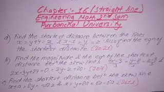Shortest Distance Question | Skewline in shortest distance | Engineering Math | Prashant YT | PU |