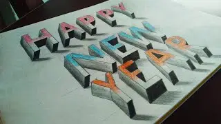 Happy New Year 3D Drawing || How to Draw Happy New Year 3D On Paper very easy step by step