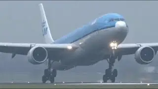 HD| KLM A330-300 CROSSWIND Landing at Amsterdam Schiphol Airport!