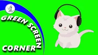 CAT LISTENING MUSIC Green Screen Corner Video Animation Background Chrome Key - Upinder Bir Singh