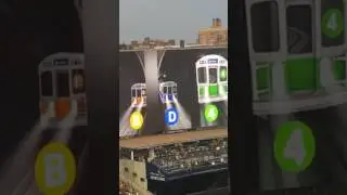 Train racing game at Yankee Stadium