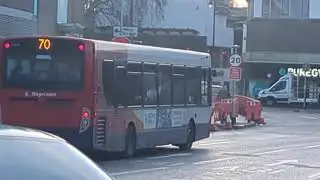 Here is the Stagecoach bus 27649 on the number 70 in Guildford Wednesday 28 January 2026