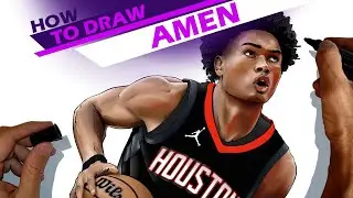 Amen Thompson, Houston Rockets player from NBA - How to draw