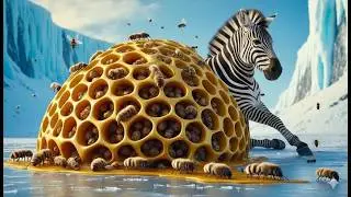 Frozen Zebra Battles Bee Swarm: The Most Intense Winter Survival Fight!
