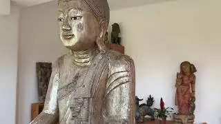 Mandalay Wooden Buddha Statue &ndash; ca. 1850&ndash;1890 | Original Gilding and Red Lacquer | 1stbuddha.com