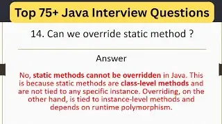 Top 75 Java Interview Questions - Can We Override a static Method in Java? #coding #javainterview
