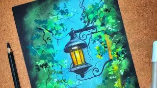 Beautiful 😍 drawing of Antique street lamp with oil pastel colours #art #painting #viralvideo