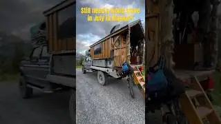 ￼ I&rsquo;m still using a woodstove in July in Alaska?! | Cold Summer Truck Camping #vanlife