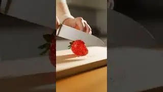 Slicing a Glass Strawberry ASMR Macro #hypnotic #macro #glassart #asmr #fruit