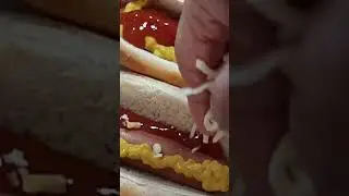 🌭 🌭 HOTDOG SANDWICH w/Shredded Cheese, Ketchup & Mustard// #ytshorts #shortfeed #shortsvideo #short