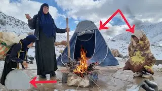Orphan girl and grandmother stranded in the snow: Rescue tent by videographer