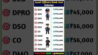 Local Officers Rank And Salaries || 🔥 salary Of Local Officers || #gk #short #ytshorts