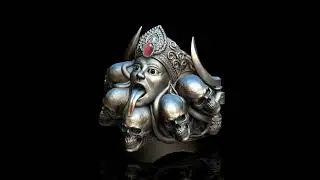 Mahakali Skull Ring 3D Model | High Detail 3D Printable Jewelry | 360 View #3dartist #3dmodel
