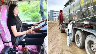 Female Truck Driver DuoDuo | Tanker Truck Unloading & Return Journey