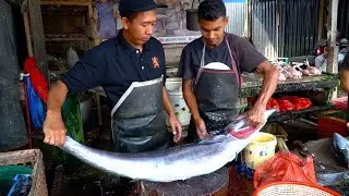 PERFECT FISH CUTTING || WAHOO FISH CUTTING SKILLS TRADITIONAL TECHNIQUES  IN FISH MARKET