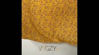 Mustard Yellow Heavy Natural Crepe Fabric with Botanical Print | Vogzy's Collection
