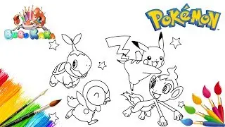 How to Draw Pokemon Pikachu,Pochama,Hikozaru,Turtwig | Art Colors for Kids | Toys for Children