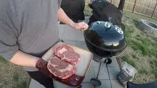 Grilled Ribeye Steaks and Grilled Cajun Shrimp
