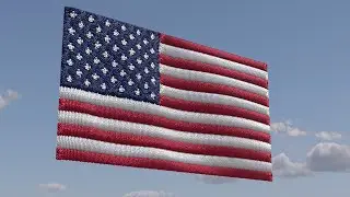 Animated Stars and Stripes Embroidered Flag 3D Model Animation