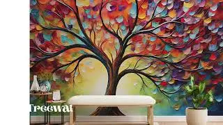 Graffiti Colorful Tree Peel and Stick Wallpaper - Modern and Unique Kids Room and Living Room Wall