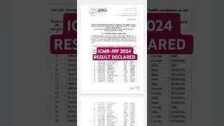 ICMR JRF 2024 Result Declared #icmr2024 #icmr #icmrjrf #jyotikumari