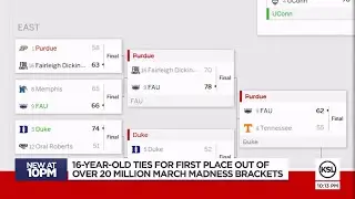 Teen ties for first place in ESPN tournament challenge, beating millions of brackets