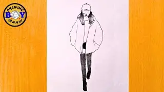 How to Draw a Attitude Girl Hidden face _ Attitude walking Girl _ pencil drawing for beginner 