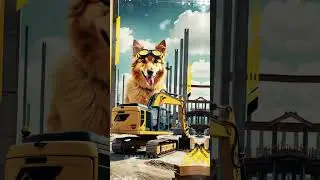 A dog is driving an excavator