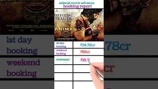 animal movie advance booking report #shorts #ytshorts #animal