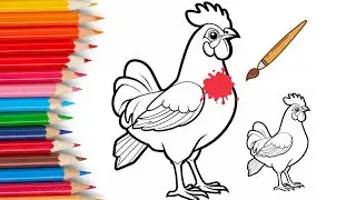 How to draw a chicken || Chicken drawing tutorial for beginners || Animal coloring || By linsi 