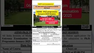 AIIMS PhD programme 2025 | No NET Required 🔥 Apply now