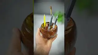 Turn EMPTY Coconut Shells into AMAZING Pen Stands!🥥#shortsfeed #diy #shorts #craft #art