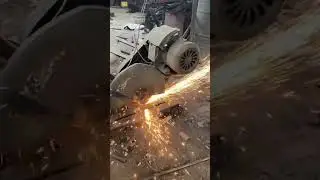 Cutting metal square tube using industrial chop saw #shorts