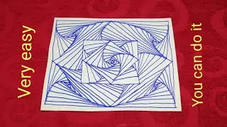 Easy abstract drawing | Overlapping 3D Line Illusion | 3d art therapy | pencil drawing
