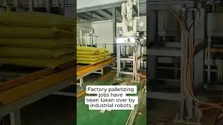 Factory palletizing jobs have been taken over by industrial robots.#automation #robotautomation