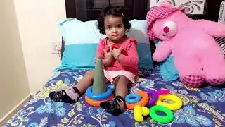 Baby playing with stacking ring toy 😍 || Recognising colours 🌈