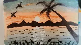 How to draw sunset, easy drawing, paint with me (@artgallary1994 )