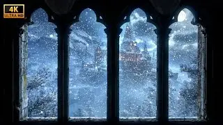 4K Harry Potter Winter Window View &ndash; Hogwarts Castle Snow Ambience for Sleep and Relaxation