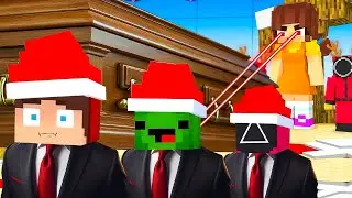 JJ and Mikey celebrate Christmas in SQUID GAME - Maizen Minecraft | Coffin Dance Song (COVER)
