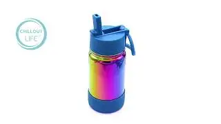 CHILLOUT LIFE Insulated Water Bottle with spout lid for Kids and Adult + Stickers-Magic Rainbow