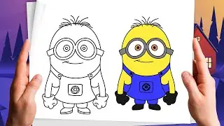 How to draw and colour Minions | Kid's educational video | Young Ones Kids TV