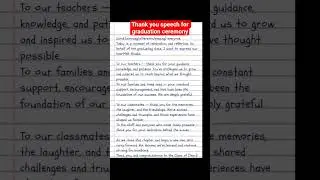 thank you speech for graduation ceremony #speech #thankyouspeech #graduationspeech
