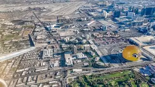 FLYING OVER THE LAS VEGAS STRIP!! GREAT VIEW OF THE SPHERE AND THE STRIP AFTER TAKEOFF! W/ ATC AUDIO