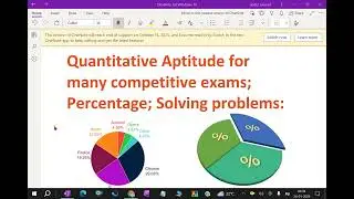 Quantitative Aptitude for many competitive exams; Percentage; Solving problems:- 37. #percentages